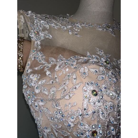 Glam Gurlz Green Prom Formal Dress Ballgown Hand Beaded Lace Rhinestone Sz 12 - Picture 16 of 16